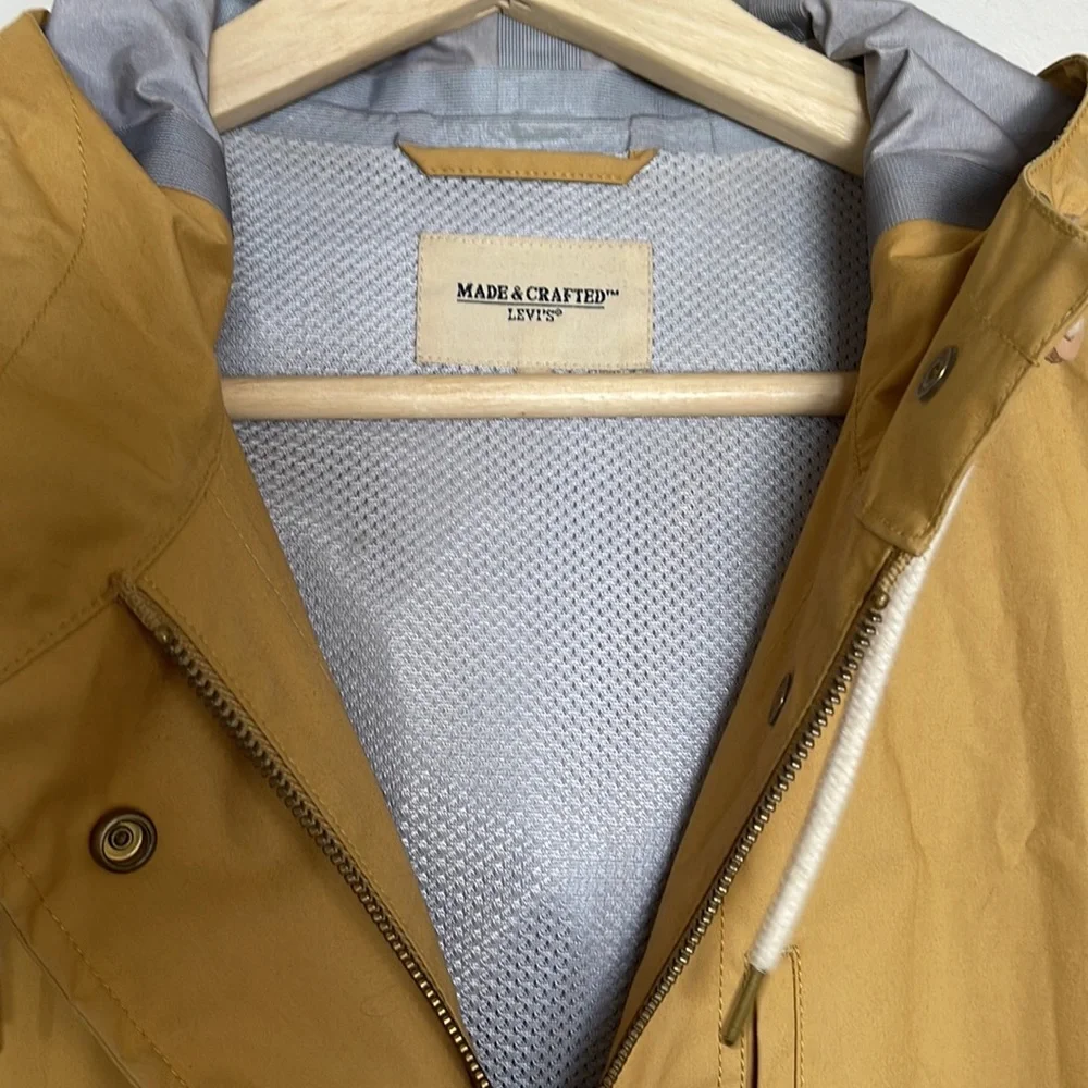MADE & CRAFTED RARE Levi’s Rain Jacket size 0 - trim BOVINE LEATHER - GOOD C - Picture 3 of 17